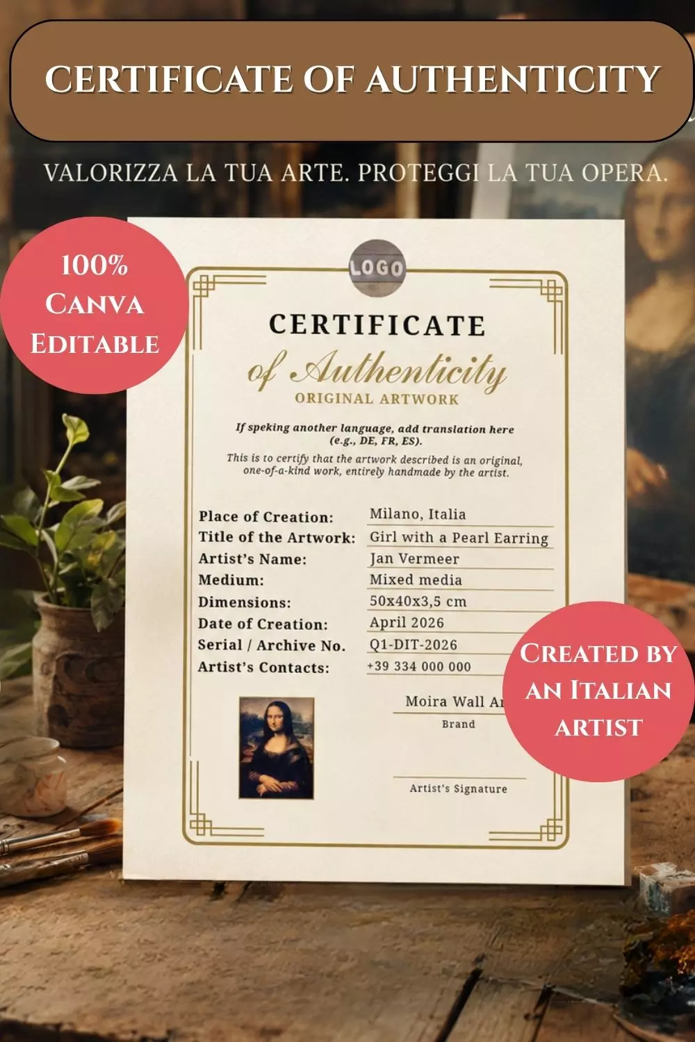 certificate of authenticity artwork